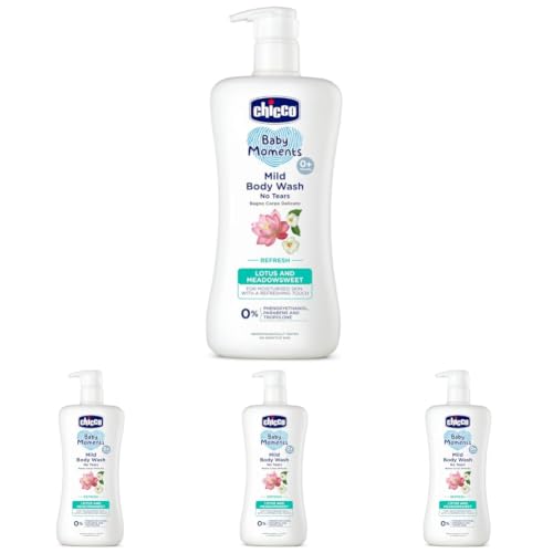 Image of Chicco Baby Moments Mild Body Wash Refresh, New Advanced Formula With Natural Ingredients, No Tears & Soap-Free, Mild Formula For Babys Body Wash, No Phenoxyethanol And Parabens (500Ml) (Pack of 4)