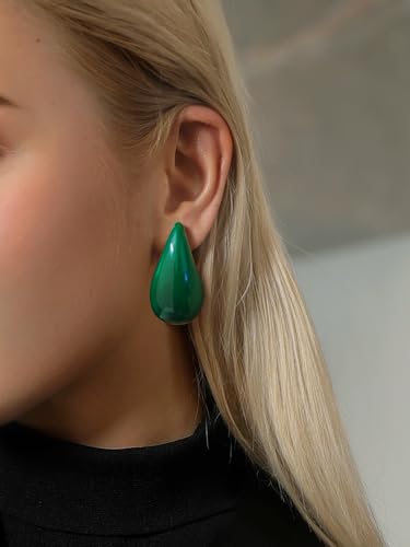 Chunky Earrings 18K Gold Plated Stainless Steel Thick Hoop Earrings Teardop Earrings Dupes for Women4