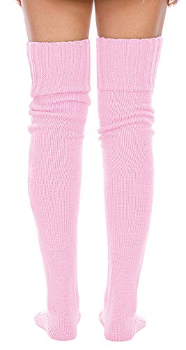 Leoparts Women's Cable Knitted Thigh High Boot Socks Extra Long Winter Stockings Over Knee Leg Warmers - Thumbnail 2