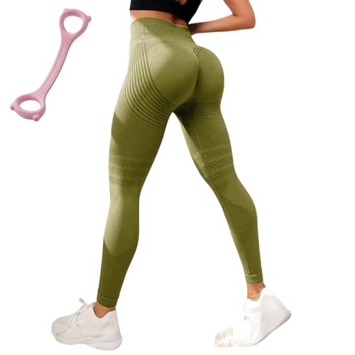 Anti Cellulite Leggings for Women, 3D Butt Lifting, Tummy Control, Compression, Breathable Yoga & Workout Pants (Olive Green,Small)