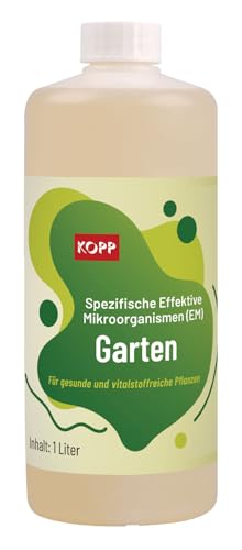 KOPP Garten - Bio - Spezifische Effektive Mikroorganismen (EM) - flüssig (1 Liter) - Pflanzenpflege, Bodenregeneration - Gemüsebeete, Sträucher, Zimmerpflanzen, 100{f02e4b3f7519a8569108496204e563342980bdc2df87f21395320310699cf5bd} biologisch & nachhaltig KOPP Garten - Bio - Spezifische Effektive Mikroorganismen (EM) - flüssig (1 Liter) - Pflanzenpflege, Bodenregeneration - Gemüsebeete, Sträucher, Zimmerpflanzen, 100{f02e4b3f7519a8569108496204e563342980bdc2df87f21395320310699cf5bd} biologisch & nachhaltig