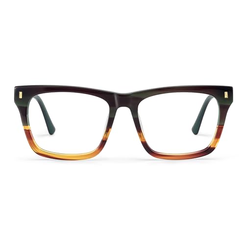Image of Zeelool Blue Light Blocking Glasses for Men, Rectangle Fashion Glasses Frame Eyeglasses with Anti UV Glare & Eyestrain Lens ZJGA996987-03B