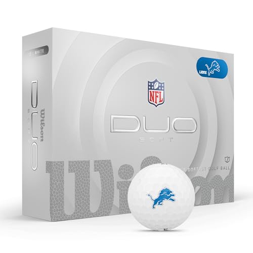 WILSON 2025 Duo Soft NFL Golf Ball - 12 Balls White Detroit Lions