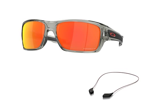 Oakley OO9263 Sunglasses Bundle: OO 9263 926357 Turbine Grey Ink Prizm Ruby Po and Large Red leash Accessory kit2