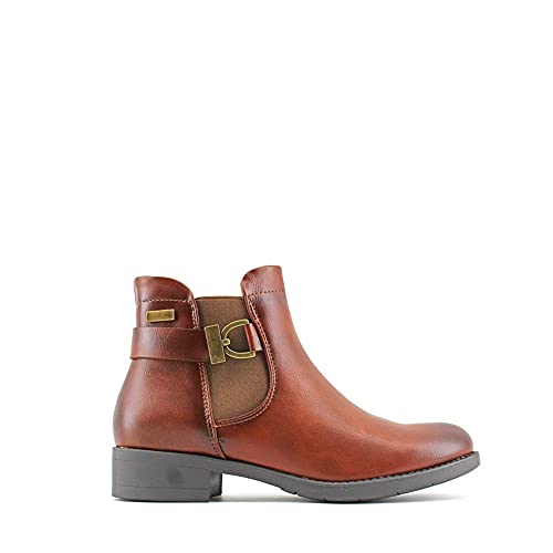 MODELISA - Botines Plano Elastico Cremallera Mujer (Camel, numeric_36)