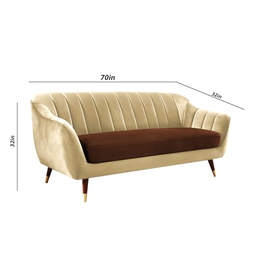 Image of Casaliving Anyse 3 Seater Sofa Set for Living Room (Cream Brown Fabric) Premium Fabric Sofa