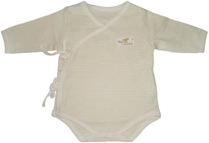 Naturecolored baby Bodysuit naturally colored cotton. Green Stripe. 3 months.