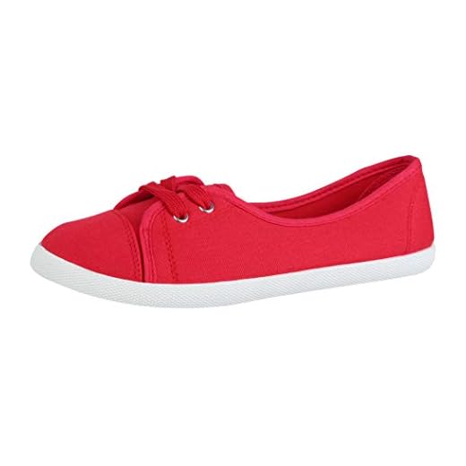 Elara Damen Ballerinas Sneaker Schnürer Chunkyrayan BD1413 Rot-39