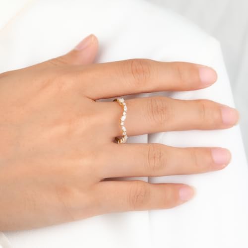 Moissanite Wedding Bands for Women, Moissanite Engagement Rings 925 Sterling Silver Eternity Band Rings for Women Wedding Ring Stackable Promise Ring for Her Size 3-102