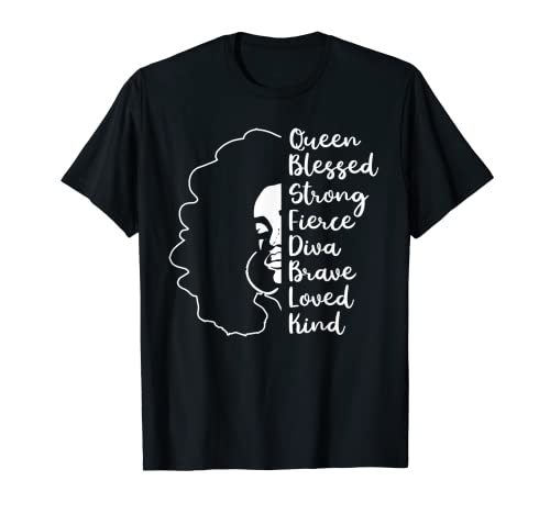 Woman Black Queen Afro African American Melanin Natural Hair T-Shirt