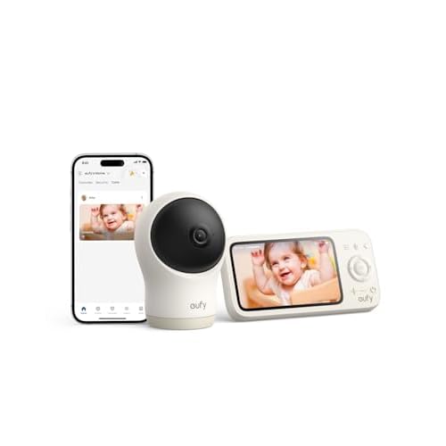eufy Baby Monitor C10 with 2K HD Camera, 4.5" 480p Display, 4× Zoom, Pan-Tilt, Night Vision, Hybrid Wi-Fi & No Wi-Fi Connection, 12 H Battery, Motion, Cry, Noises, Temperature Alters, 2-Way