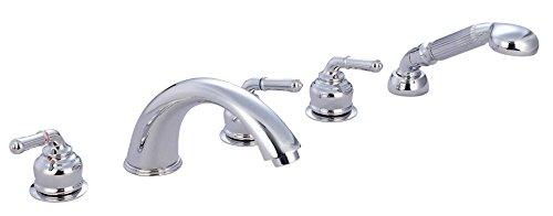 Kingston Brass KS3615S Magellan Roman Tub Filler 5 Pieces Set with Brs Hand Shower, Polished Chrome