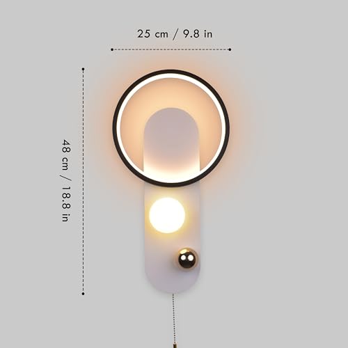 Image of Smartway Clique 25W Modern LED Wall Lamp | Ring Shape Decorative Wall Light for Living Room, Bedroom & Bedside | 3 Light Modes (Warm White, Natural White & Cool White)