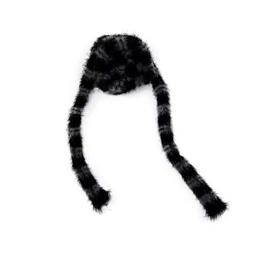 Y2k Striped Scarf Long Skinny Fuzzy Neckerchief Belt Fluffy Scarves Acubi Grunge Accessories Alt Emo Scene Streetwear