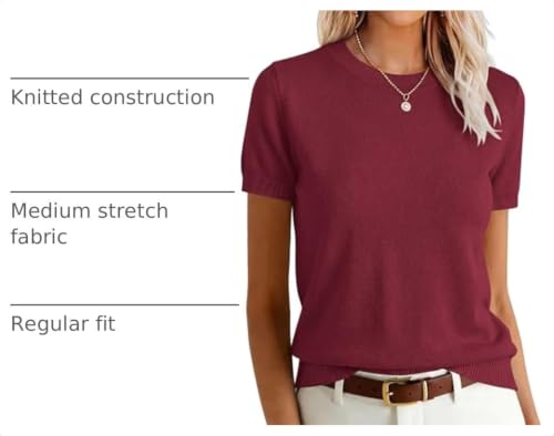 Image of ANRABESS Womens Short Sleeve Sweaters Wool Blend