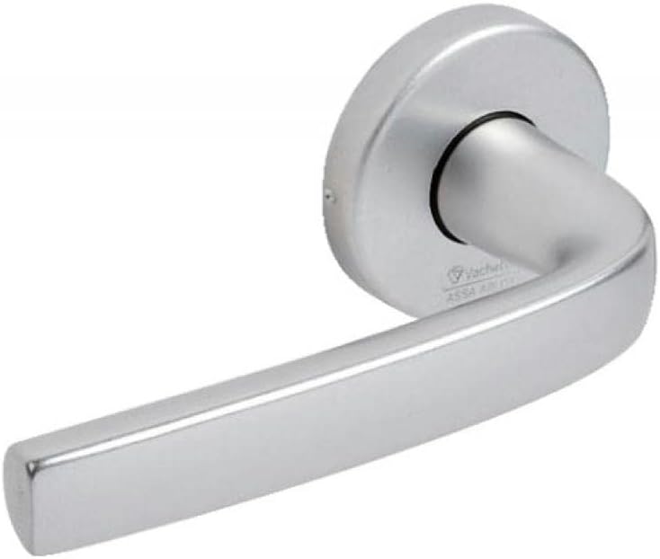 0200834 Poignée de Porte Door Handle Set on Rosettes Key L Logio - for Room Doors and Office - Material: Durable Aluminium - Silver Finish