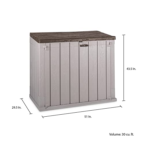 Toomax Stora Way All-Weather Outdoor Horizontal 4.25' x 2.5' Storage Shed Cabinet for Trash Cans, Garden Tools, and Yard Equipment, Taupe Gray/Brown - Thumbnail 7