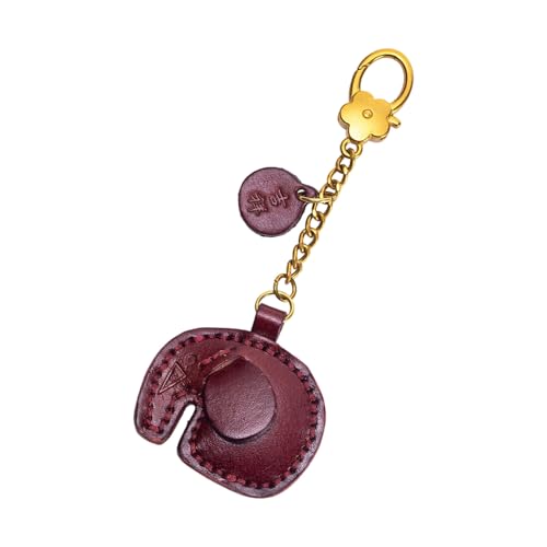 Itkcozcg Llavero de piel sintética de transporte diario, bonitos estilos de frutas de elefante para personalizar llaves, llavero de frutas, Elefante rojo vino, Talla única