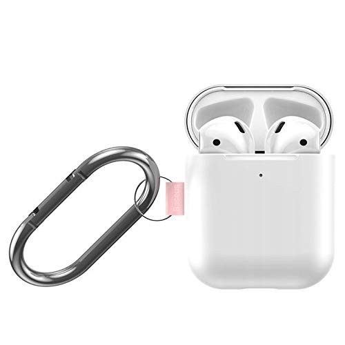 Baseus Woven Label Hook, AirPods 1 & 2 Uyumlu Kablosuz Kulaklık Koruma Kılıfı & Anahtarlık, Beyaz, Silikon Kaplama, Darbeye ve Toza Karşı Dayanıklı