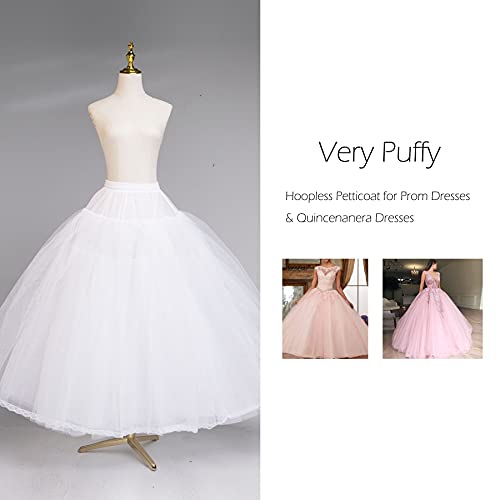 Cezom 8 Layers Tulle Hoopless Petticoat Crinoline Underskirt For Bridal Wedding Dresses Mpt018 White #TOP6