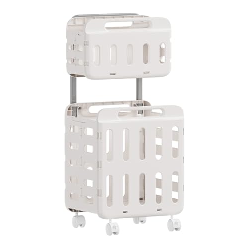 Zuasdvnk Cesta con ruedas | Cesta de baño con ruedas | Cesta de lavandería con compartimento de doble capa para armario, universidad, dormitorio, apartamento, baño, guardería, viajes