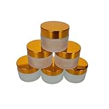 1 Oz Frosted Glass Cosmetic Containers with Gold Lid,30ml Travel Empty Makeup Jar Pot Box, Refillable Sample Jars for Lotion Face Cream Lip Balm Eyeshadow Storage (30 Grams, 6 Pack)