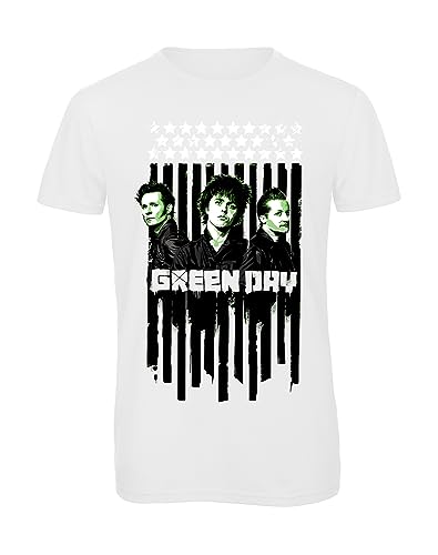Bughyprint Tshirt Maglia Maglietta Uomo Rock Band Bundle Green Day Bianca, S