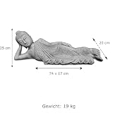 gartendekoparadies.de Masywna kamienna figurka leżącego Buddy - statuetka Feng shui z odlewu kamiennego, mrozoodporna