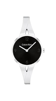 Calvin Klein Orologio Analogico al Quarzo da Donna Collezione JOYFUL con Bracciale Rigido in Acciaio Inossidabile Argentato - 25100026
