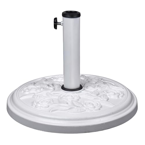 Relsy White Stone 9KG Parasol Base For Patio Furniture Parasol Umbrella Stand, Resin Parasol Bases Heavy Duty Garden Parasol 46cm Diameter For 2M Garden Umbrella Holder - 02