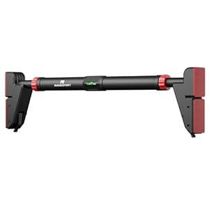 RHINOSPORT Door Pull Up Bar for Doorway Chin Up Bar from 76-95 cm (29.9in-37.4in) Workout Equipment Home Gym No Screws P6-BLACK
