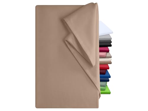 npluseins Bettlaken 150x250cm – Leintuch ohne Gummizug – Tuch ist ideal für Terrasse Reisen Camping und Tischtuch - Wohnmobil Laken - Betttuch ohne Gummizug – 100% Baumwolle, ca. 150 x 250 cm, Sand