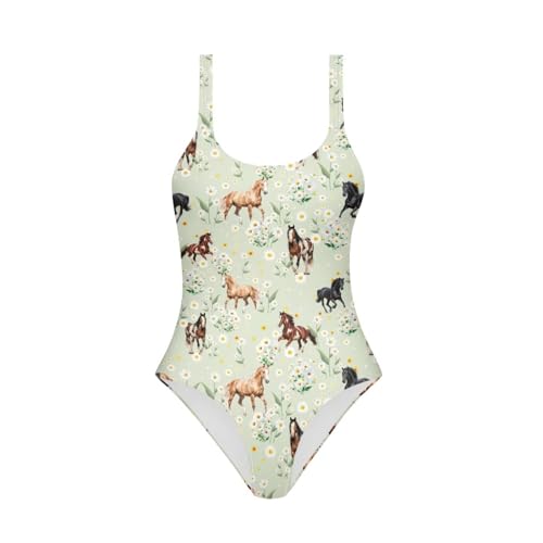 Image of One Piece Bathing Suit for Teen Girls Comfy Crewneck Backless Bathing Suit