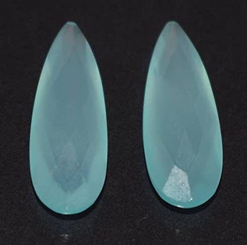 Calcédoine aqua gemme poire facettée 23x8mm pierre naturelle pour bijoux 2pcs