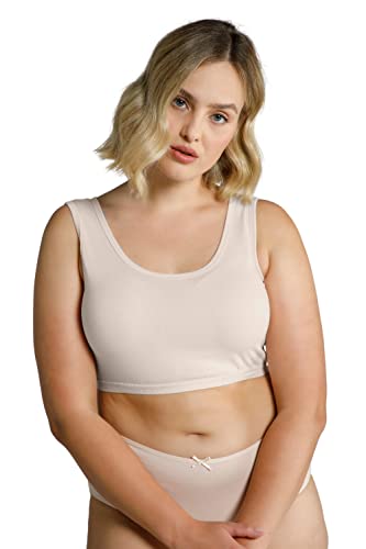 Ulla Popken Bustier, Schlupfform, Einfarbig Soutien-Gorge de T-Shirt, Blanc Nacré, 54-56 Femme