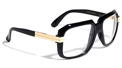 Dweebzilla Gazelle Emcee Oversized Square Sunglasses w/Clear Lenses