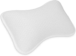 Navaris Bath Pillow for Head Neck Support - Small Anti-Slip Cushion for Pool, Hot Tub, Home Spa and Relaxation with 2 Suction Cups - White