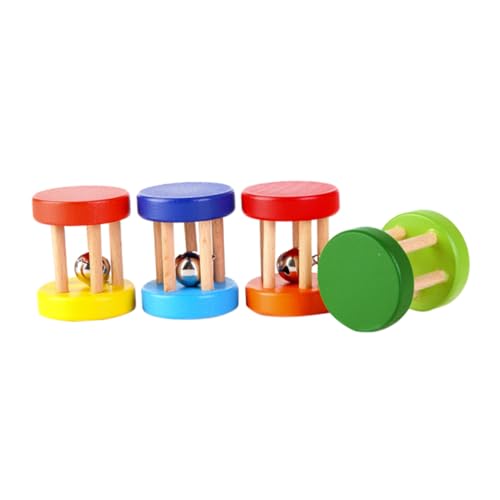HEALSOPTHY 4 Piezas campana de mano de madera juguetes recien nacido Juicio para Juguete para bebés juguetes educativos para sonajeros de mano de bebé Color Aleatorio