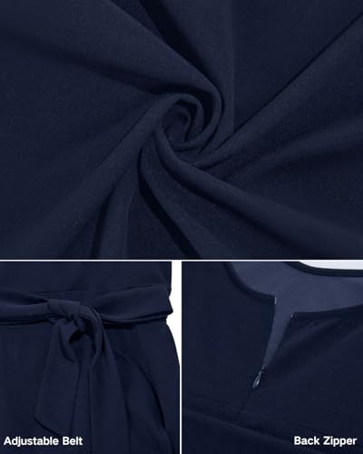 Image of Pinup Fashion Plus Size Cocktail Party Wedding Guest Semi Formal Midi Dress | Sexy V-neck, adjustable spaghetti strap, belted waist, fit and flare, flowy high-low ruffle hem, ideal for prom, homecoming