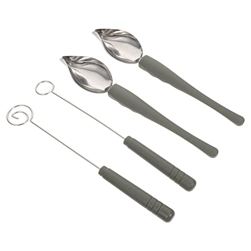 MUCKLILY 4pcs Dipping Spoons for Creative Plating and Dessert Decoration for Chocolate and Candy Coating Culinary Tools for Professional Baking