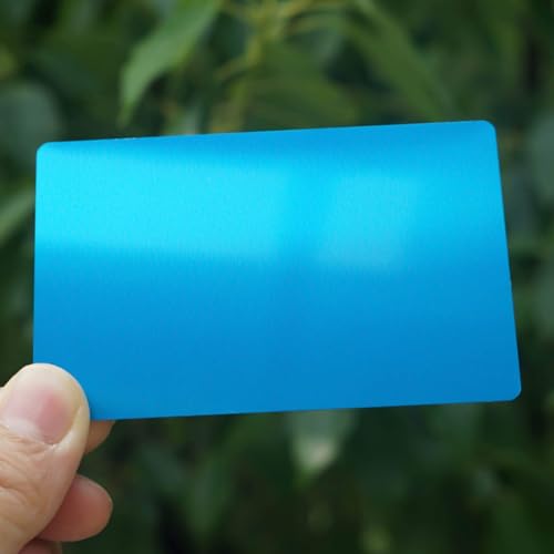Boaby 50 Stück Metall Visitenkarten, Leere Visitenkarten Aus Aluminiumlegierung Visitenkarte Lasergravurkarte 0,22 mm/8,6 X 5,4 cm, Für Bürokundenkarten DIY Geschenk(Blau)