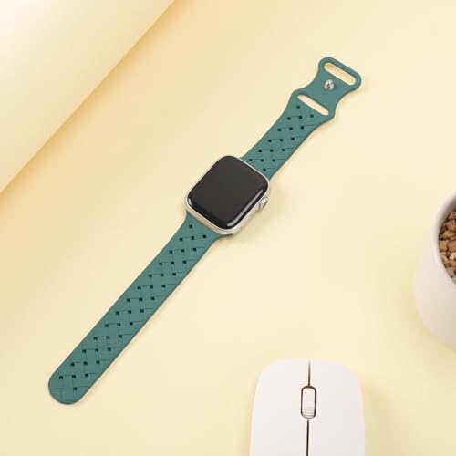 Image of Distore Silicone Braided Weave Bands Compatible with Apple Watch 38mm 40mm 41mm 42mm 44mm 46mm 45mm 49mm, Replacement Sport Breathable Strap for iWatch Series 10 /9 /8 /7 /6 /5 /4 /3 /2 /1 Ultra SE Women Men