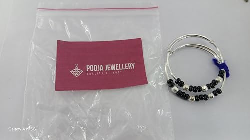 Image of Baby Nazariya strelling silverTraditional Silver & Black Crystals Baby Nazariya Kids Silver Bracelet AGE 0 TO 2YEARS KIDS