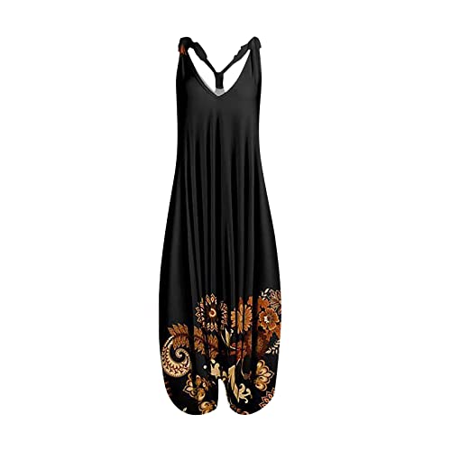 OIOLOYJM Summer Plus Size Boho Overalls for Women 2025 Fashion Jumpsuits Loose Fit Rompers Floral Printed Baggy Harem Pants