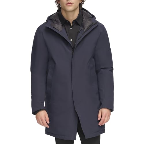 Image of DKNY Men's Water Resistant Hooded Logo Parka Jacket