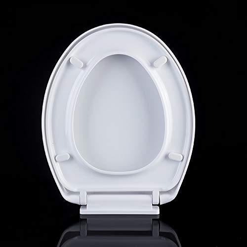 Image of MLD HKM-01 Wall Hung Polyethylene Oval Shaped Design Hydraulic Soft Closing PP Toilet Seat Cover Hinge Size adjustment sideways front back fit all brand Commode Close White Color