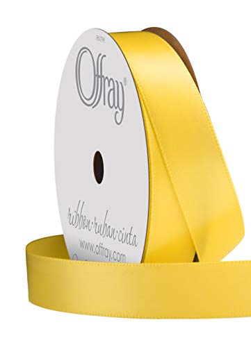 Image of Berwick 069653 5 /8 inch Wide Single Face Satin Ribbon, Lemon Yellow, 6 Yds