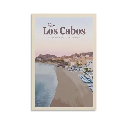 Poster vintage Los Cabos sur toile de lin décoration murale premium