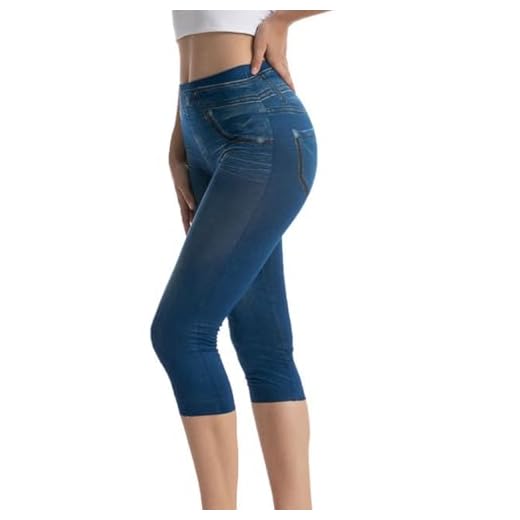 AEGJEGVD Pantacourt Femme en Jean Capri Femme Grande Taille Stretch Taille Haute Jean 3/4 Style Décontracté Pantacourt d'été Jeans Leggings Collant Crayon Casual Pants Capri Pantalon Court Pas Cher
