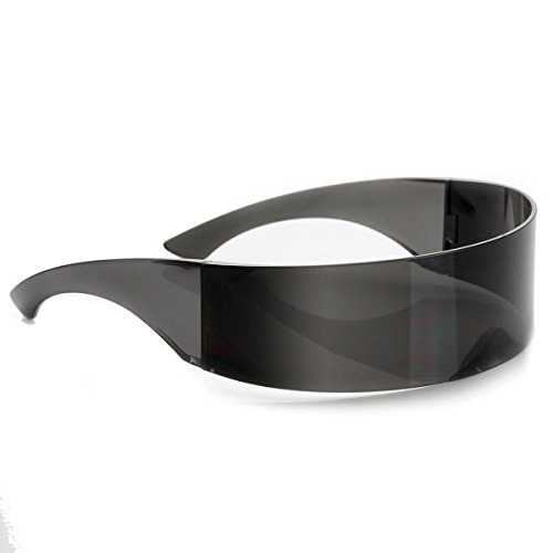 Image of zeroUV - 80s Futuristic Cyclops Cyberpunk Visor Sunglasses with Semi Translucent Mirrored Lens Shield Sunglasses